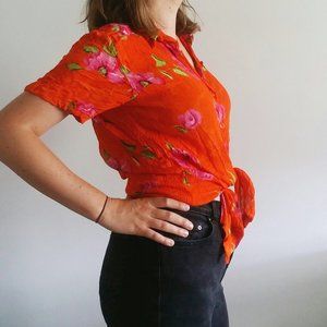 1990’s Tequila Sunrise Rayon Floral Top
